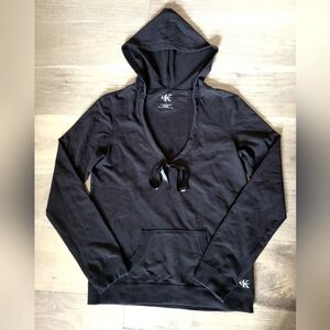 Calvin Klein Performance Women's Black V Neck Pullover Sweatshirt Hoodie Small